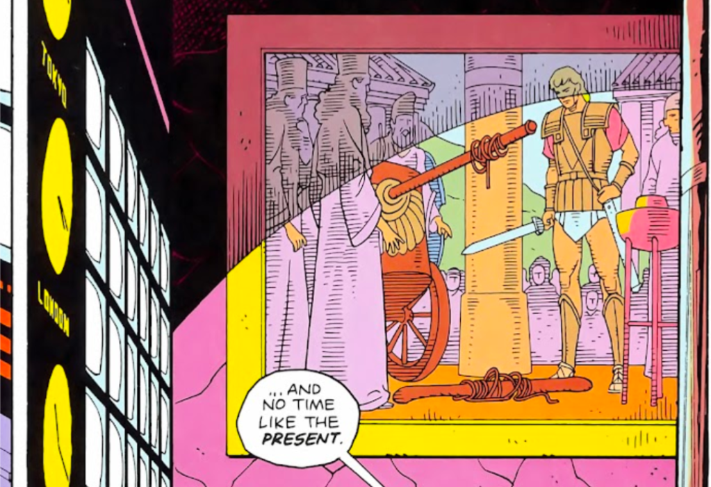 Alexander the Great cuts the Gordian Knot in Watchmen