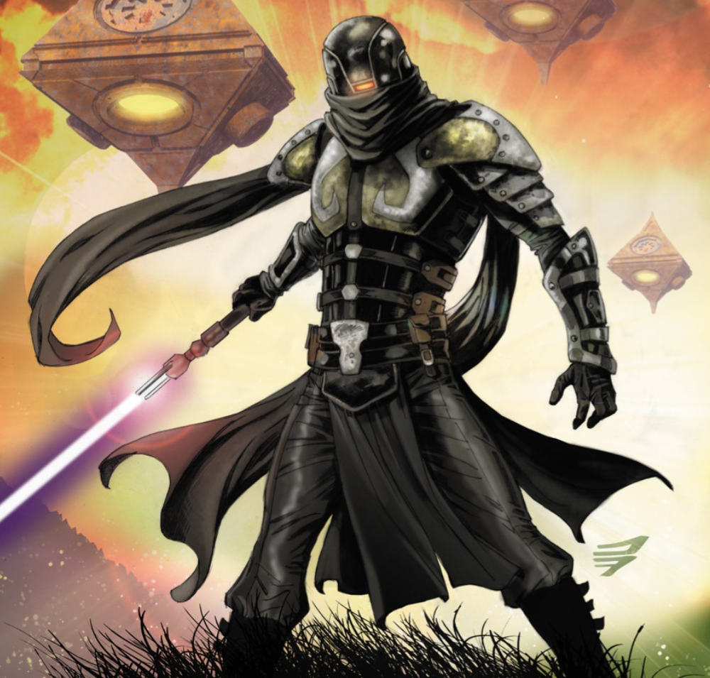 Xesh, the Force Hound, wielding a force saber