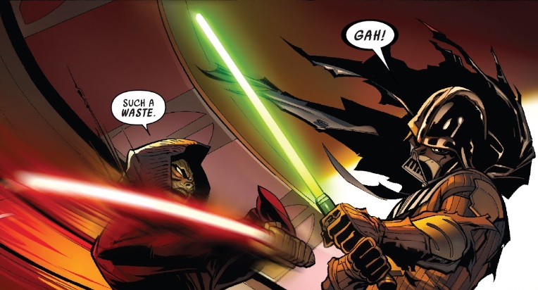 Darth Vader turns his lightsaber onto Emperor Palpatine