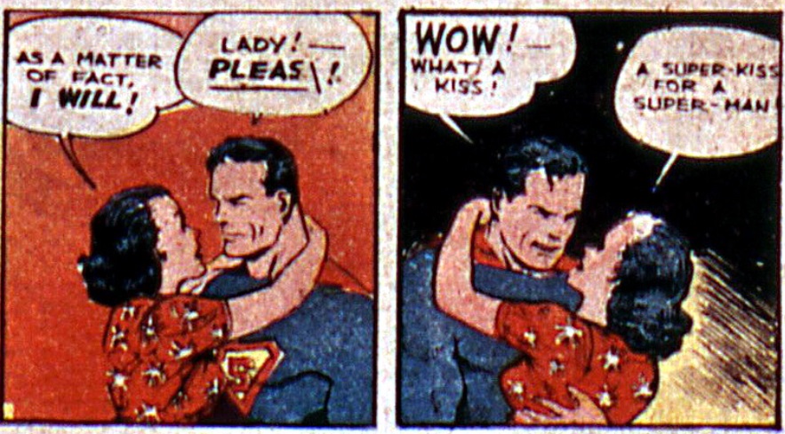 Superman and Lois Lane's first kiss