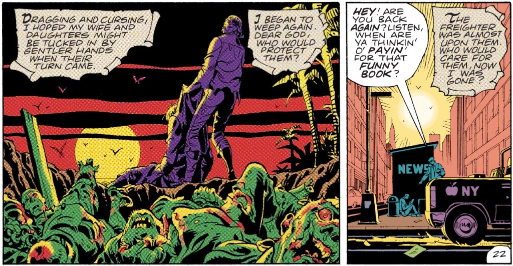 The survivor starts to bury the rotting corpses in a mass grave