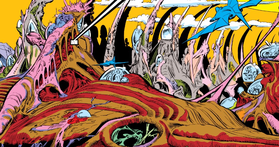 An enormous Acanti carcass on the Brood homeworld