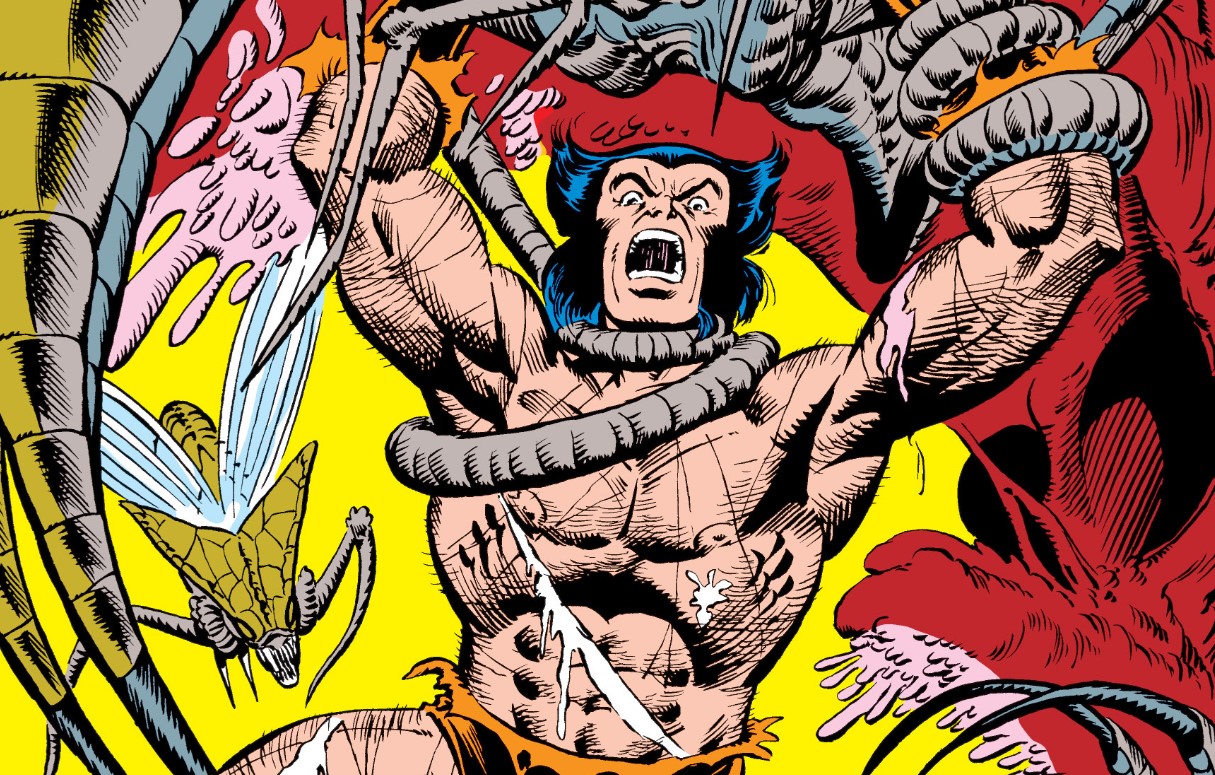 Wolverine battles the Brood