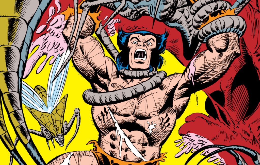 Wolverine battles the Brood