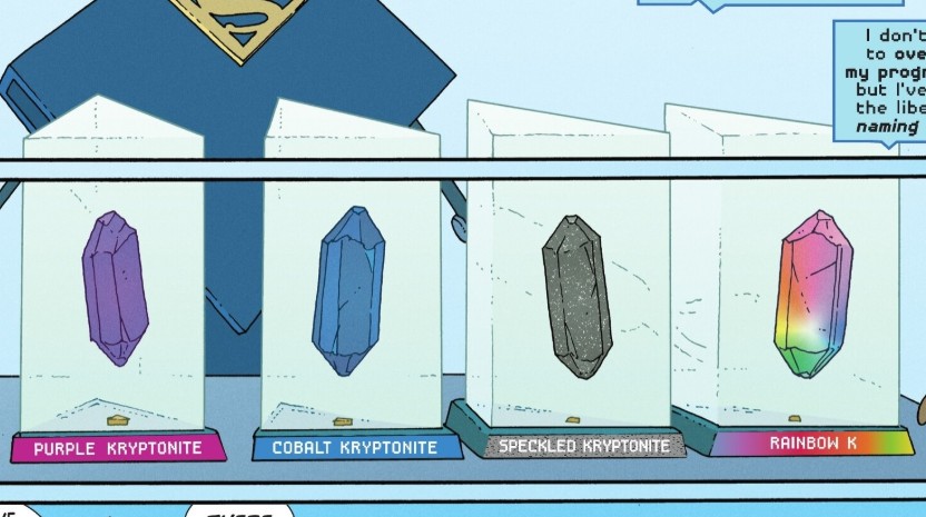 The four new types of kyptonite: purple, cobalt, speckled and rainbow