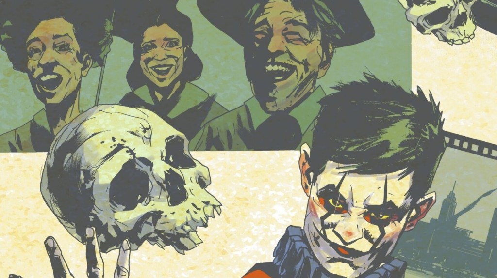 A young Jack Grim entertains crowds as a clown juggling skulls