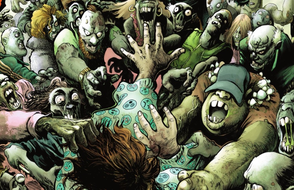 Zombies in Bleeding Hearts comic attack a person